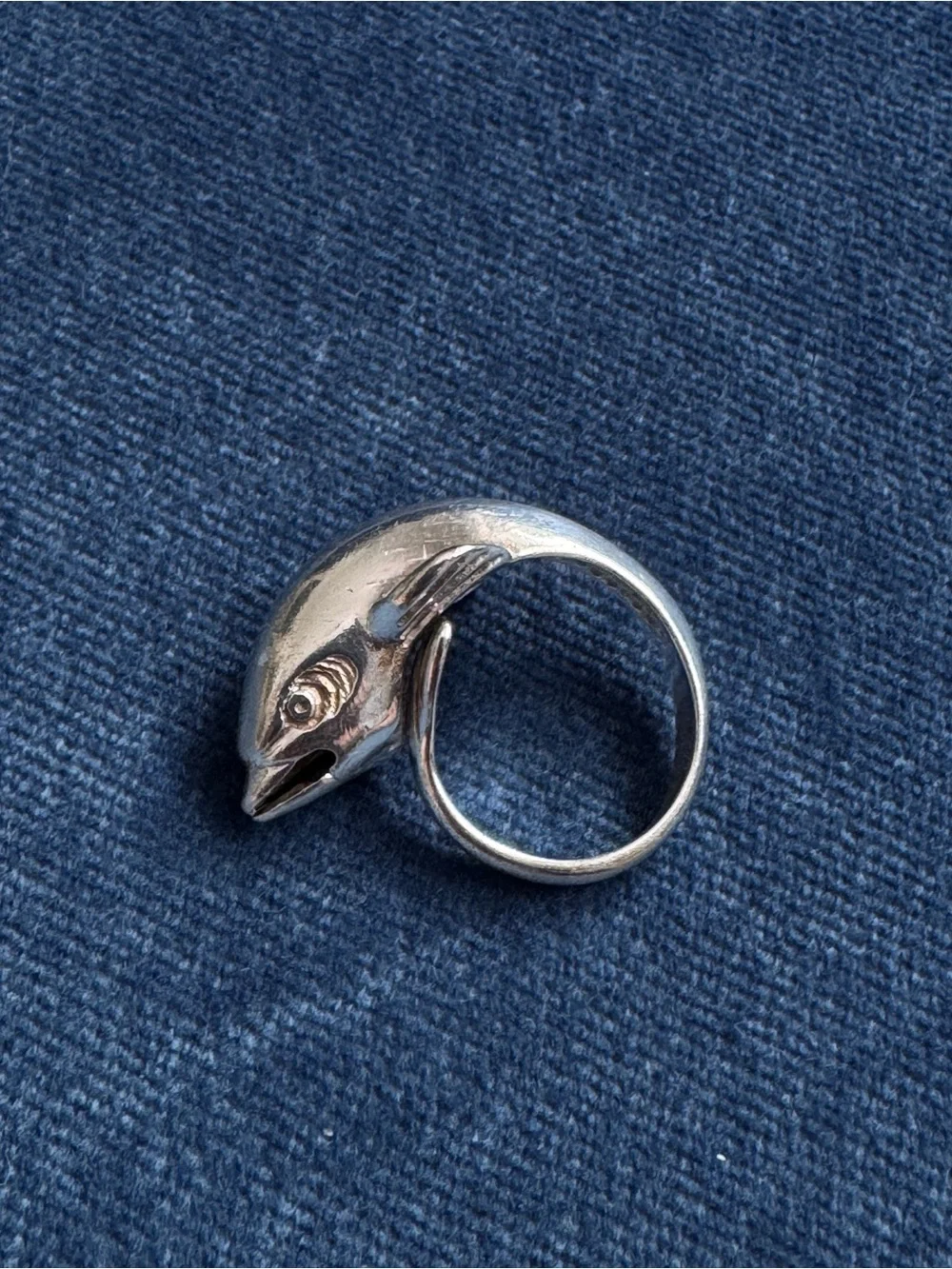 Vintage Fish‎ Wrap Sterling Silver Ring Size 4.25